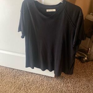 Free People Black Short Sleeve Exposed Seam T-Shirt Women's Size X-Small XS